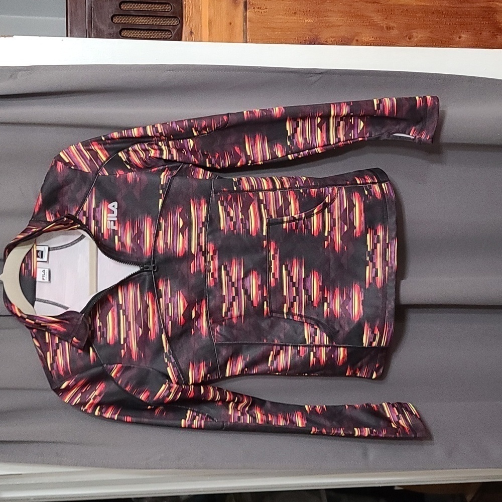 Fila Sport Women's Athletic Jacket 1/4 Zip Kangaroo Pocket Thumb Holes Sz XS EUC